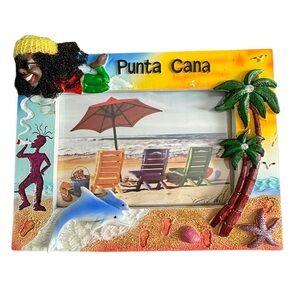 Punta Cana Colorful Beach Photo Frame - Tropical Yellow/Blue/Green